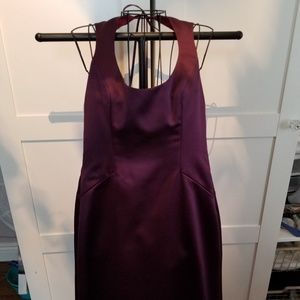 Tea length wine colored cocktail dress
